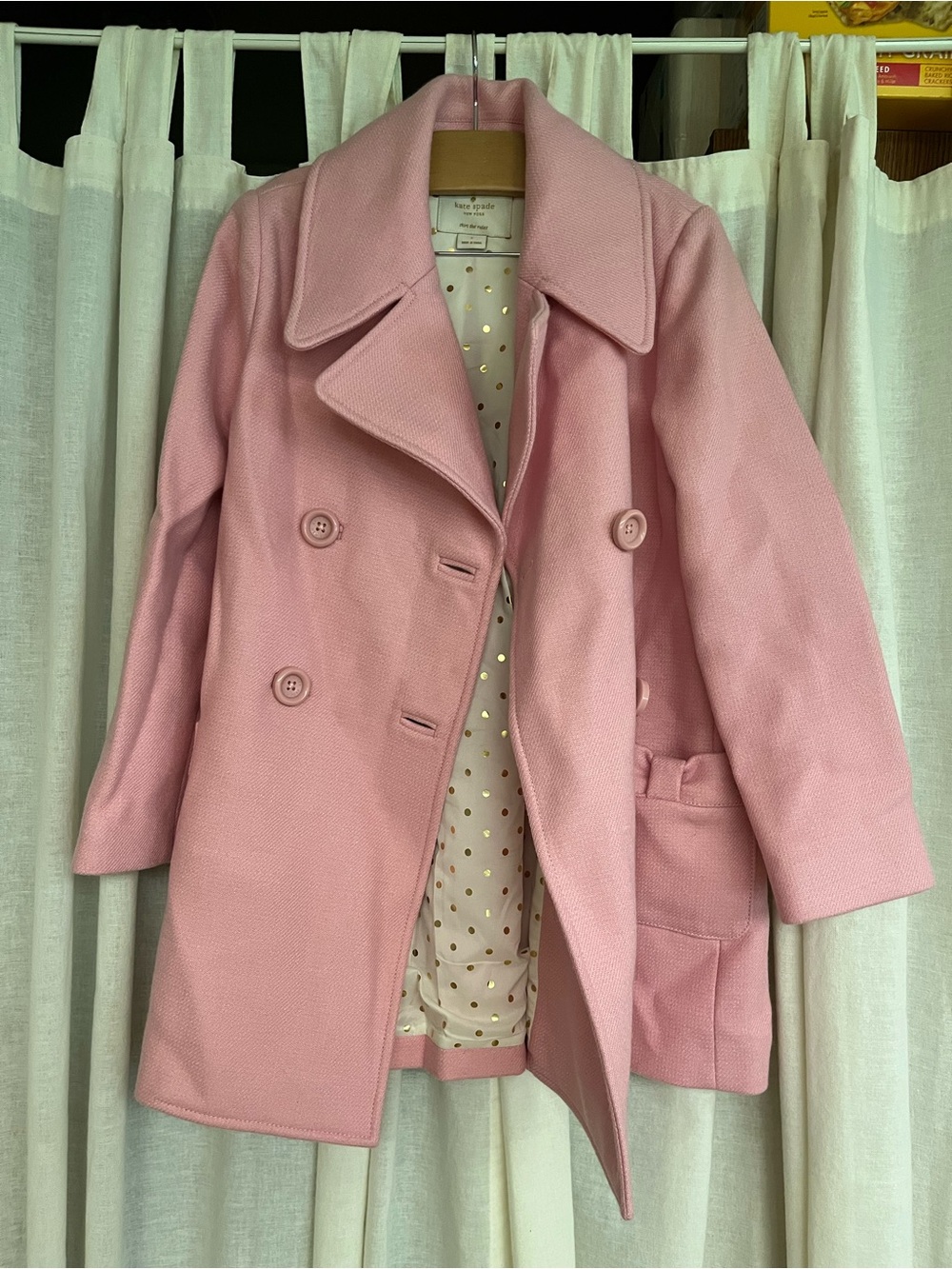 kate spade Blush Pink Double-Breasted Wool Peacoat
